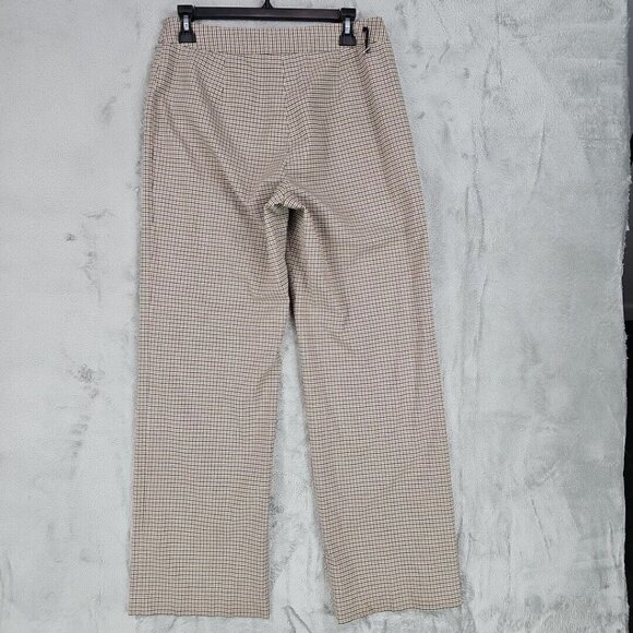Vintage Ann Taylor Pants Womens Size 8 Brown Plaid Wide Leg Stretch Made In USA - Picture 5 of 7